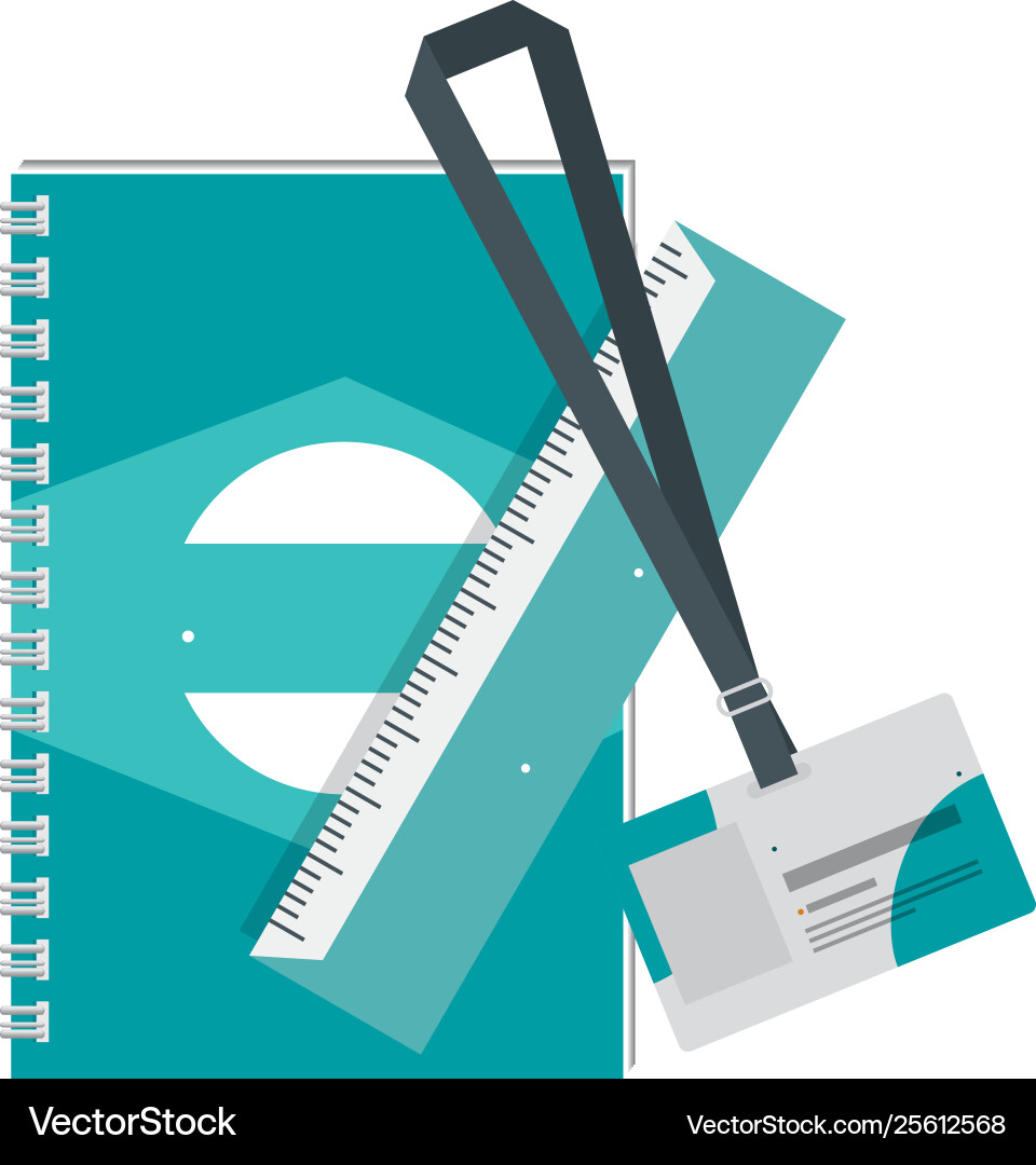 Notepad and rule document with company emblem Notepad and rule document with company emblem vector image