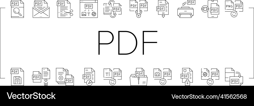 PDF File Icons - Archive, Edit, Save vector image