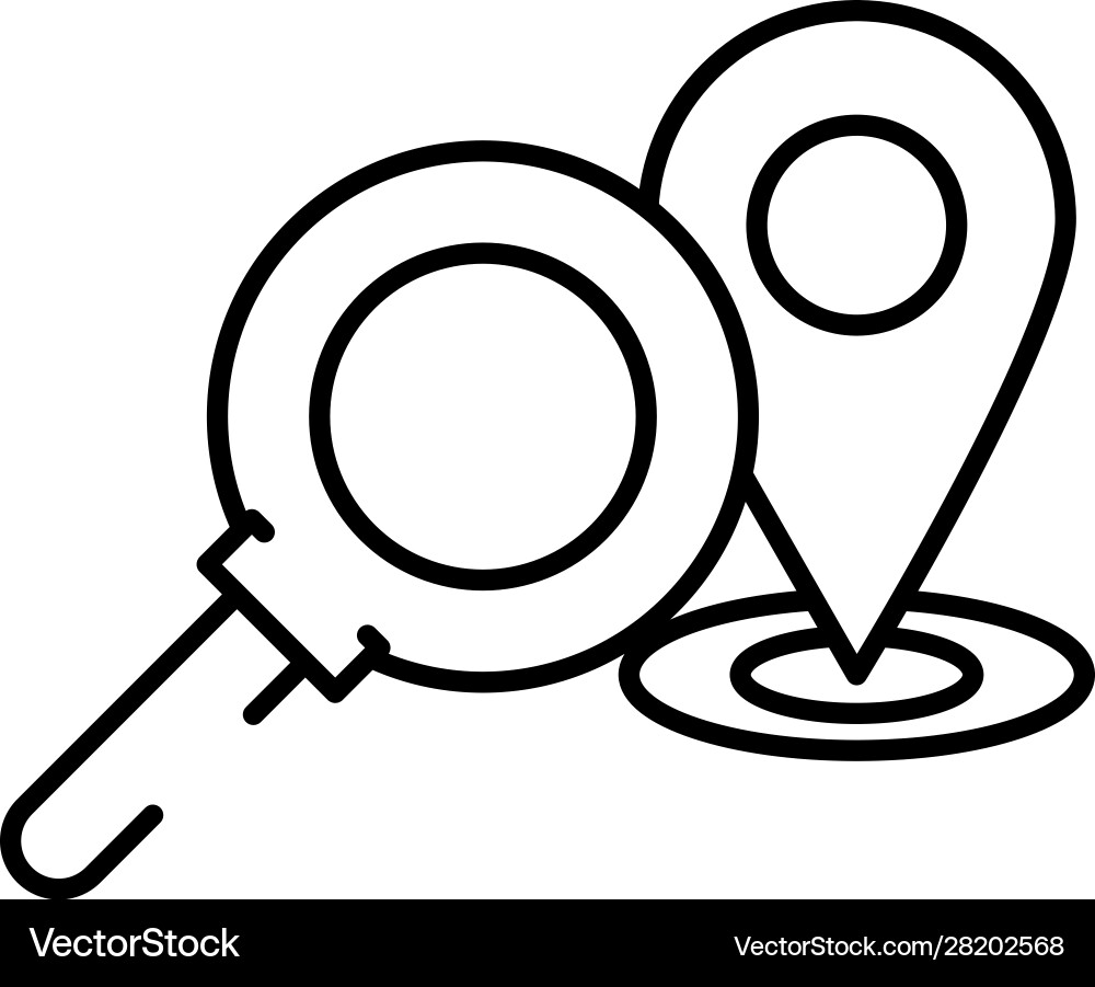 Pin pointer location guide with magnifying glass Vector Image