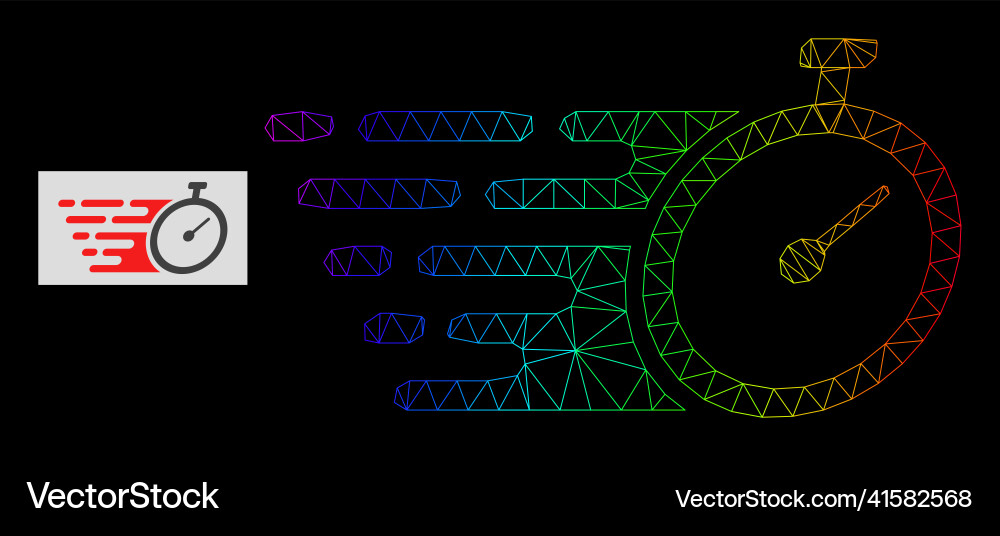 Rainbow gradient polygonal net time tracker icon Rainbow gradient polygonal net time tracker icon Vector Image