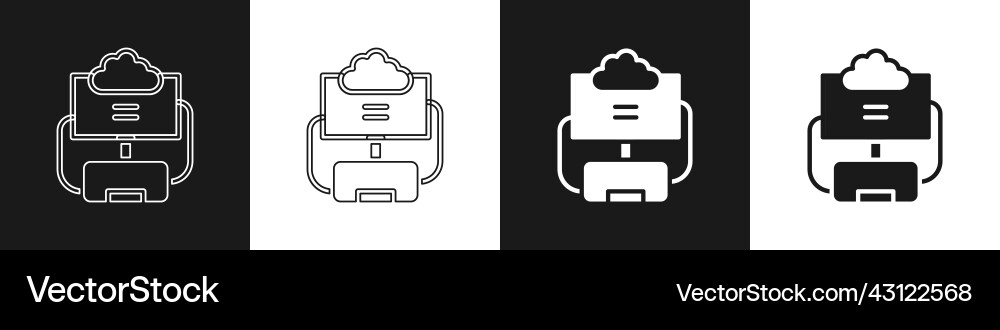 Set cloud database icon isolated on black Set cloud database icon isolated on black vector image