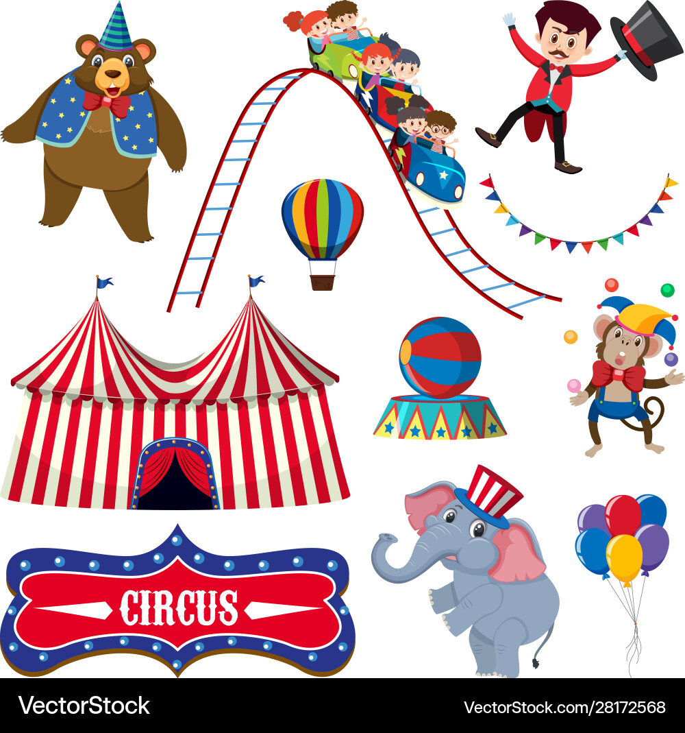 Set isolated objects theme circus Set isolated objects theme circus vector image