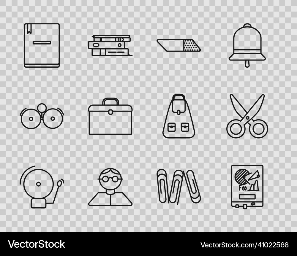 Set line ringing alarm bell board with graph Set line ringing alarm bell board with graph vector image