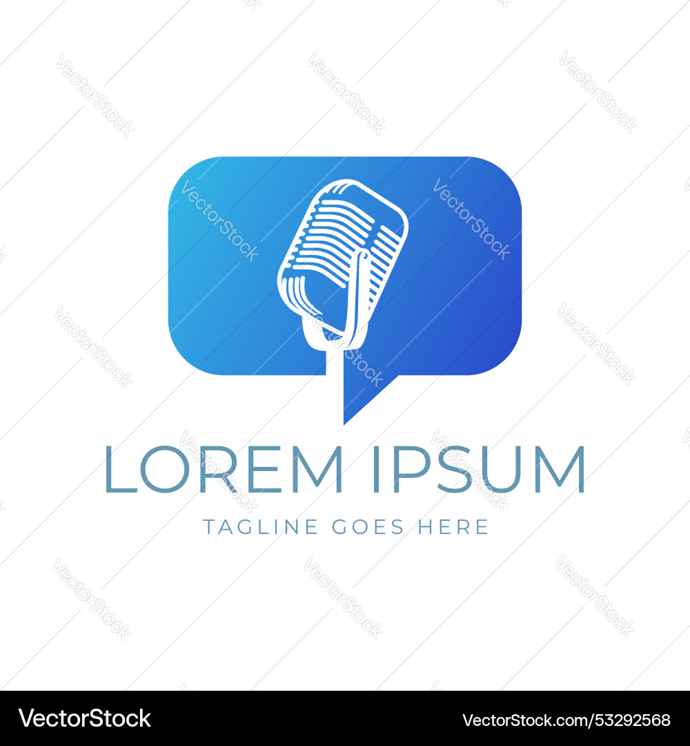 Simple minimalist bubble chat with mic microphone Simple minimalist bubble chat with mic microphone vector image