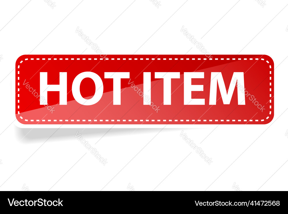 Simple red label hot item with soft shadow Vector Image