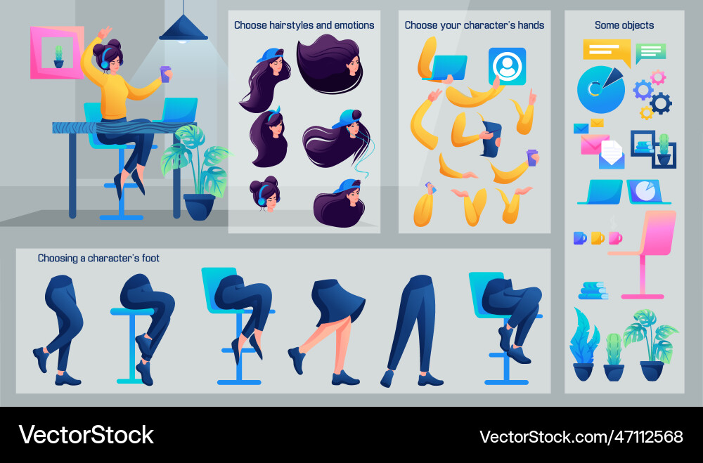 Stylized business character composer set Vector Image