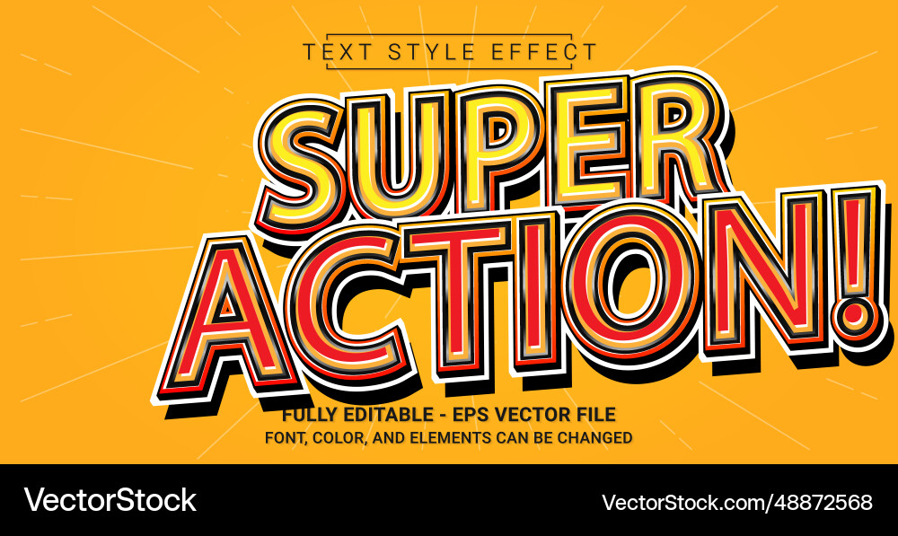Super action text style effect editable graphic Vector Image