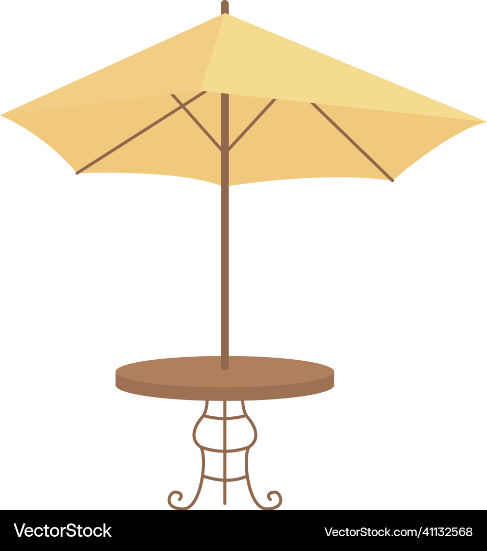 Table with umbrella semi flat color object Vector Image