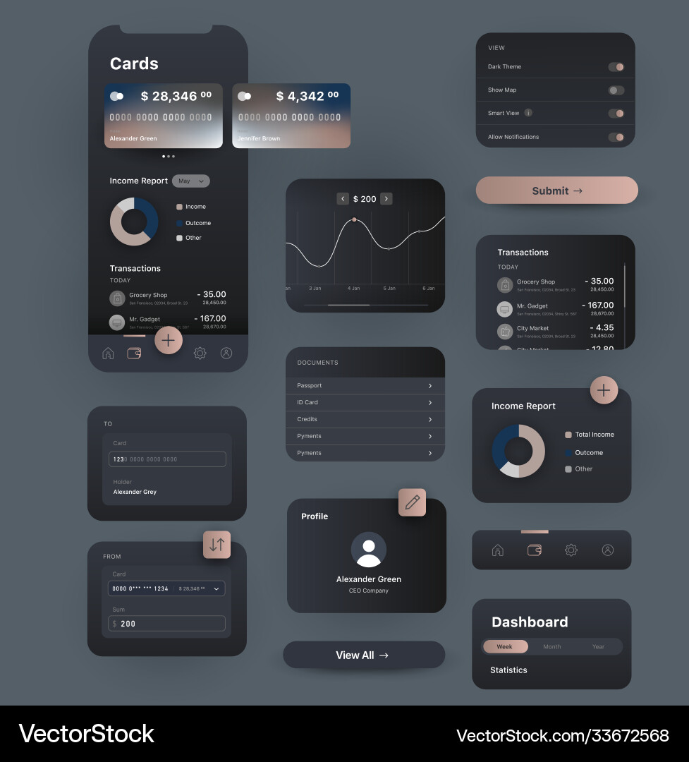 User interface design elements widgets for online User interface design elements widgets for online vector image