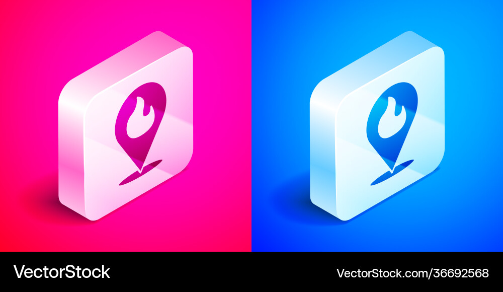 White map pointer with fire flame icon isolated Vector Image