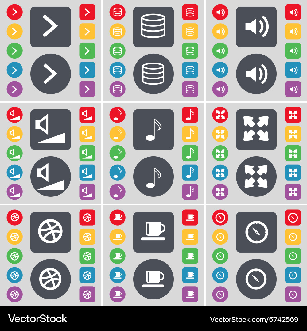 Arrow right database sound volume note full screen vector image