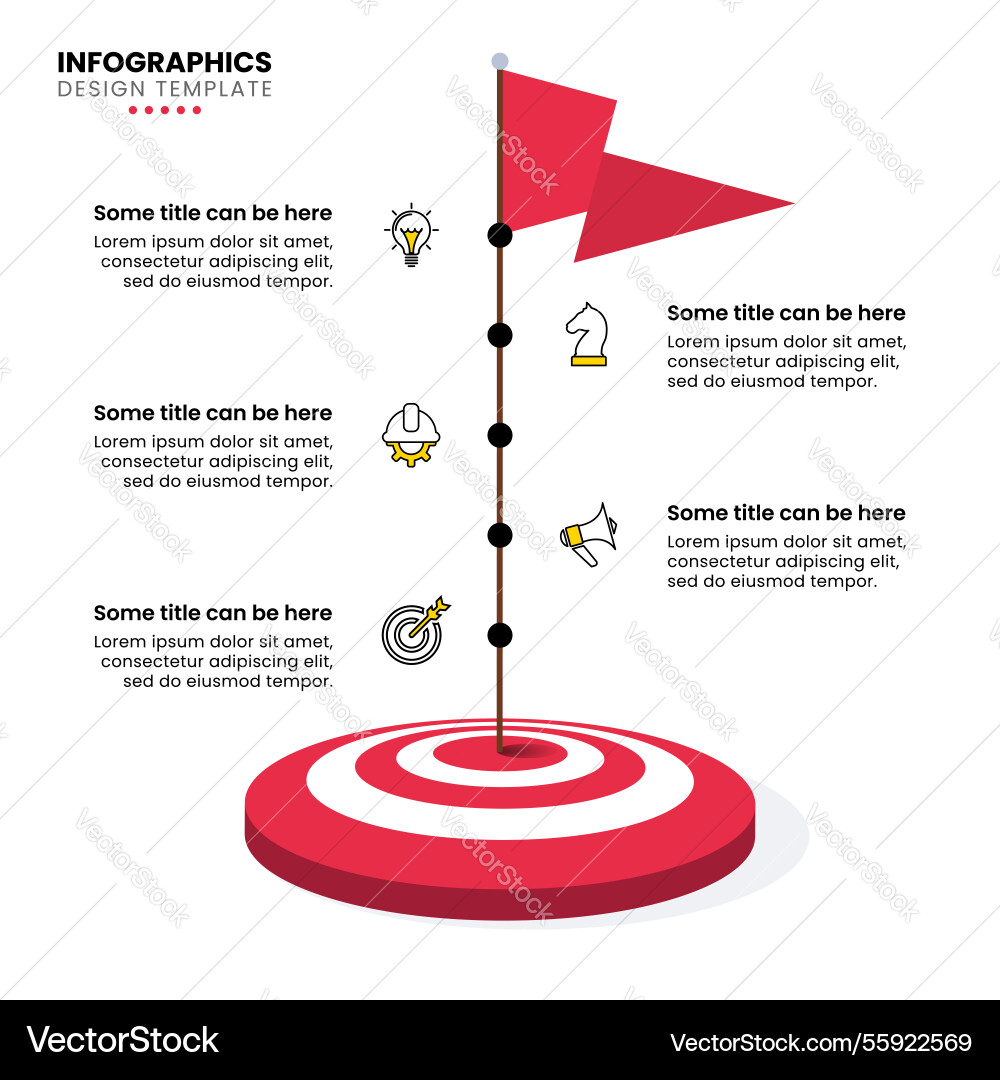 Infographic template dartboard with flag and 5 vector image