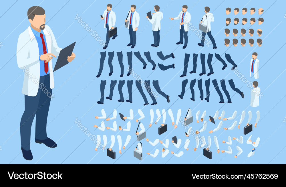 Isometric man character constructor for design Isometric man character constructor for design vector image