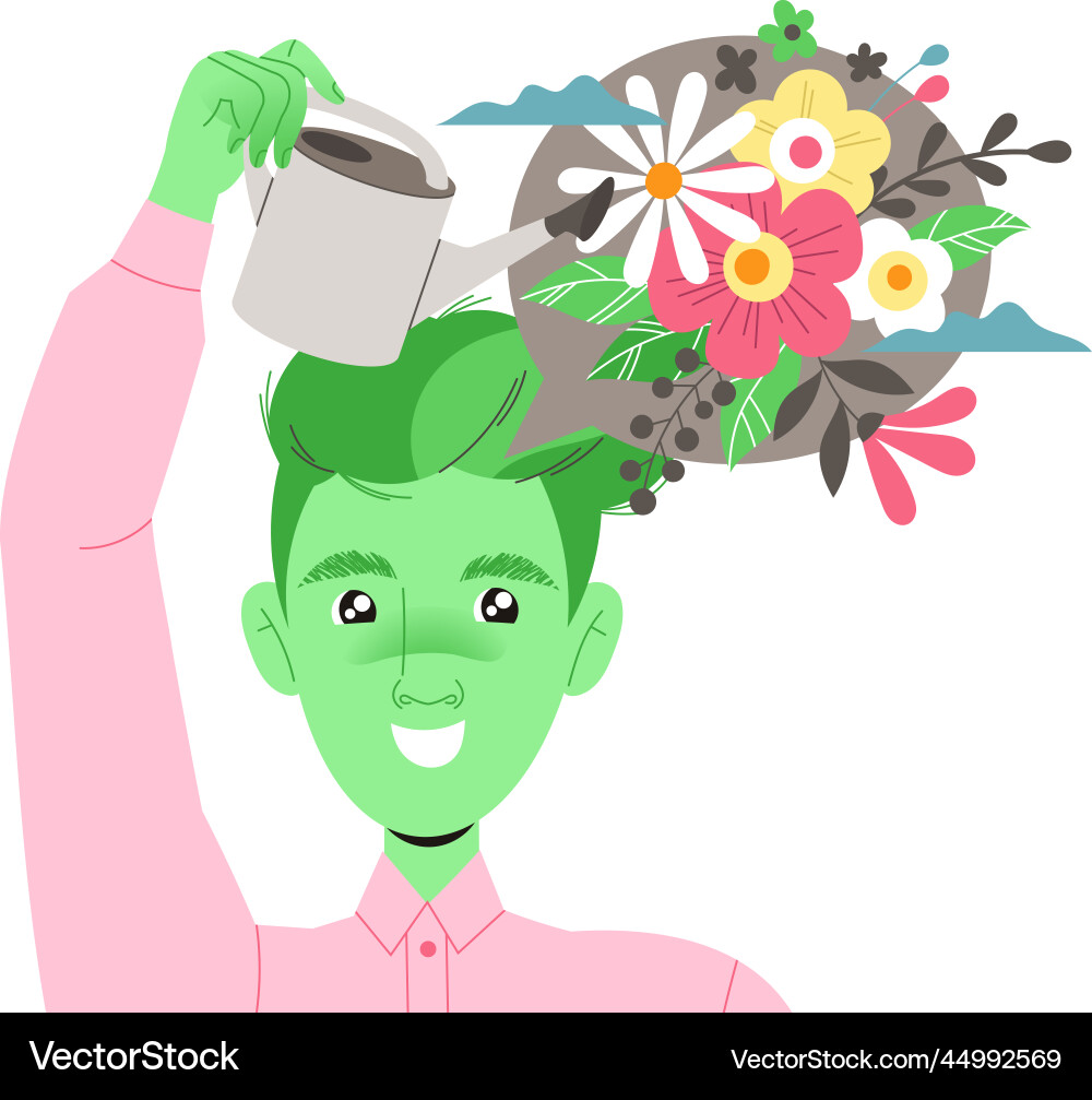 Man character with creative type of thinking Man character with creative type of thinking vector image