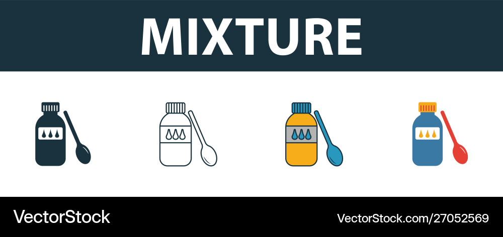 Mixture icon set four elements in different styles vector image