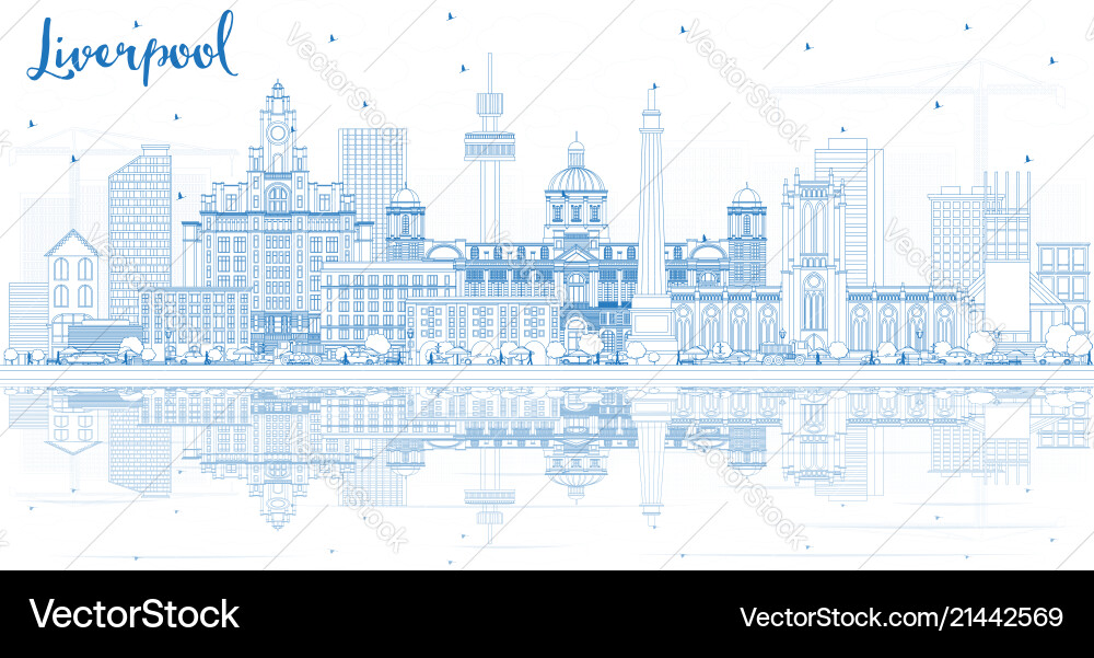 Outline liverpool skyline with blue buildings