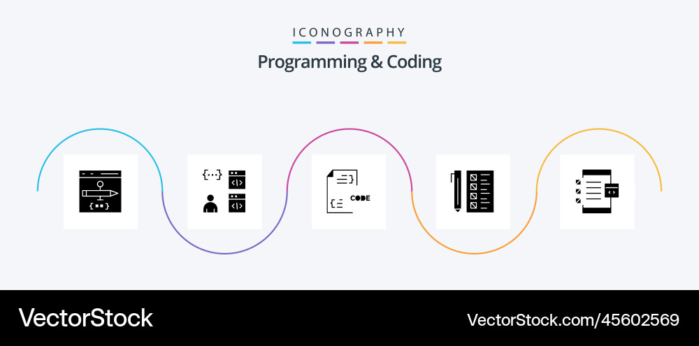 Programming and coding glyph 5 icon pack Vector Image