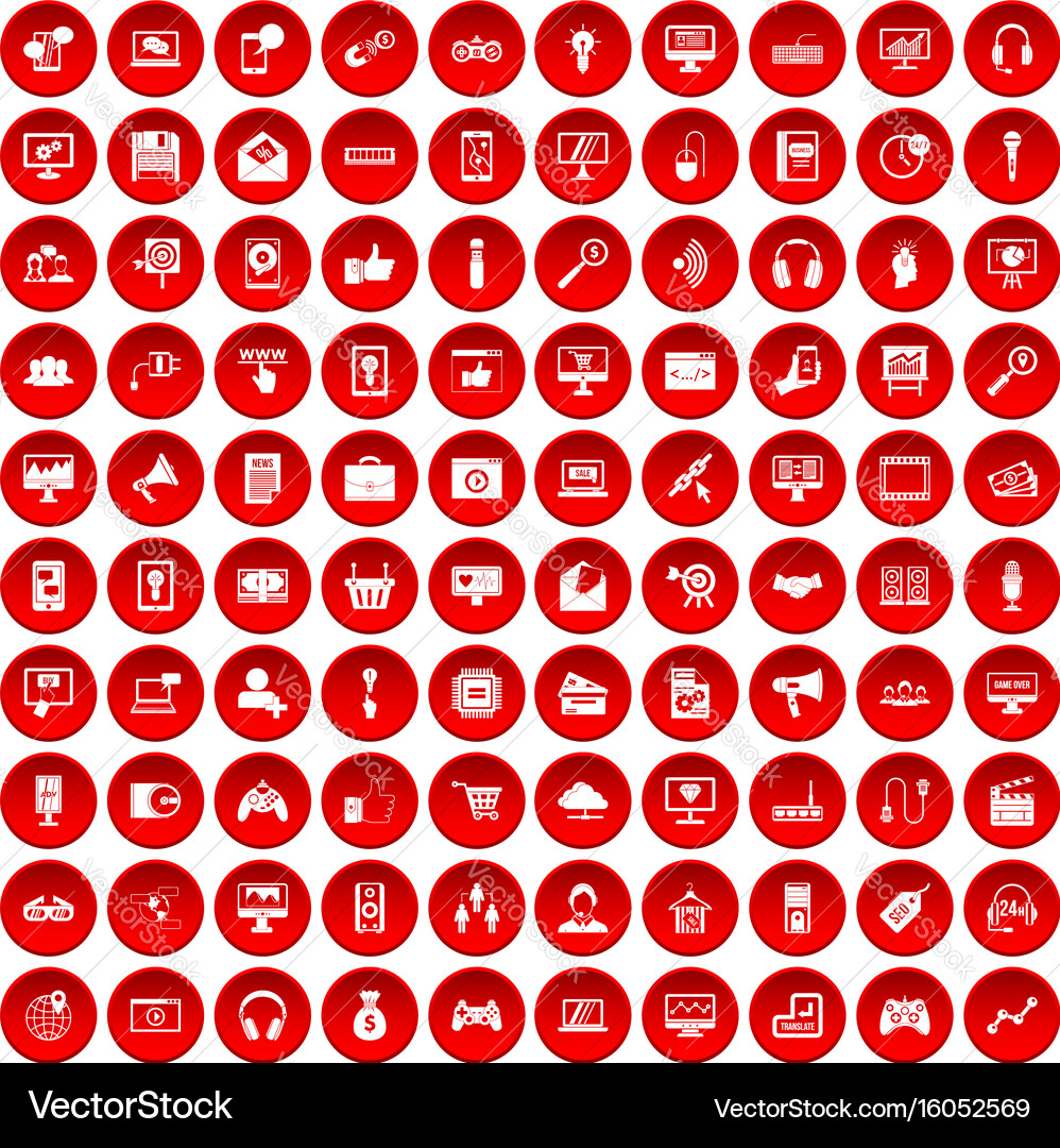 Red Web & Mobile Icons Set vector image