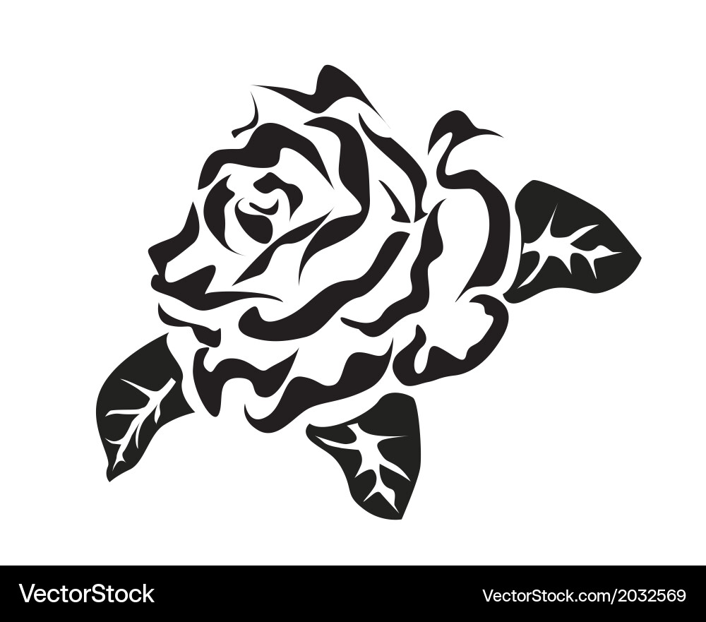 Rose Silhouette Tattoo Vector Image