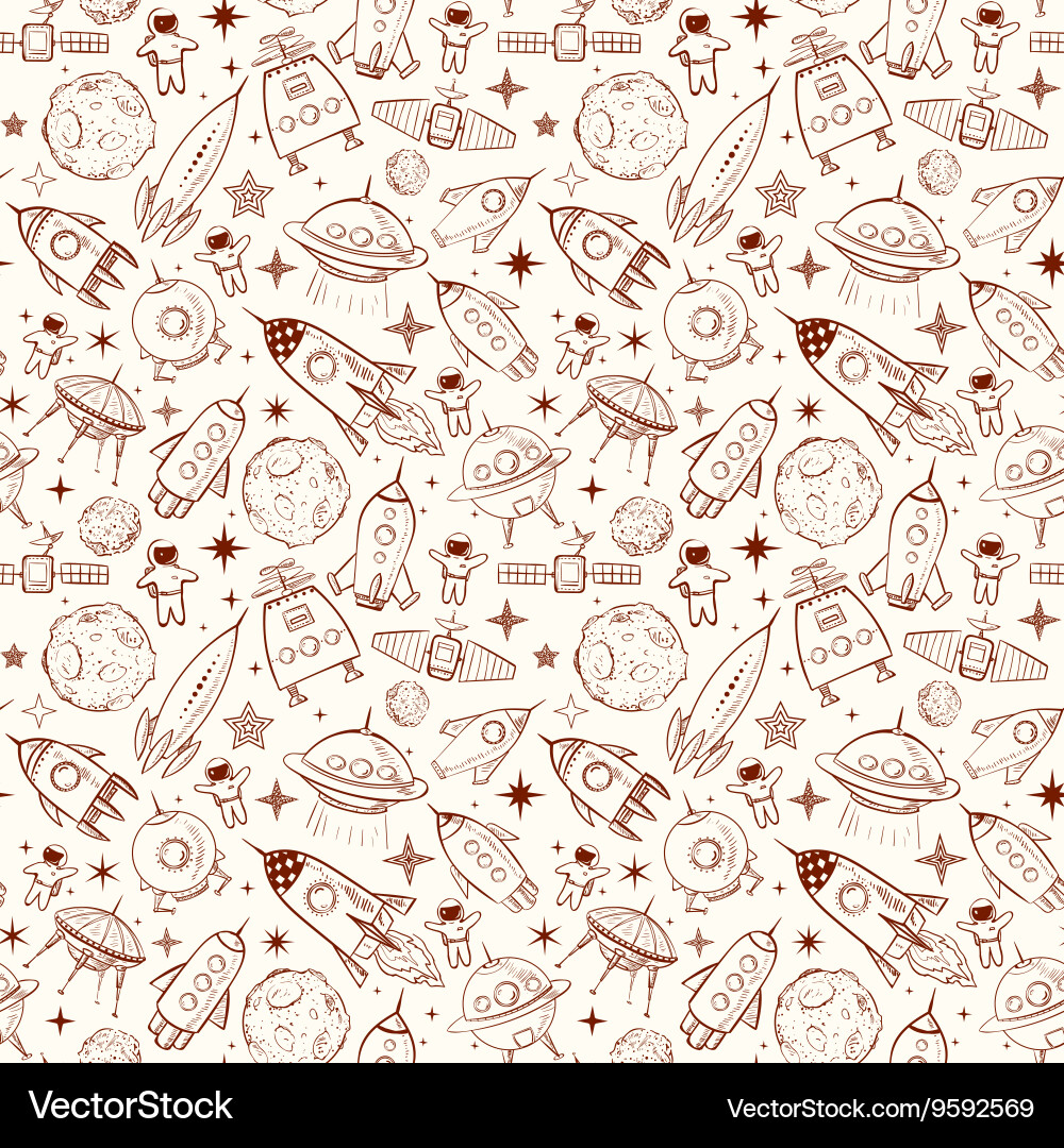 Seamless background with space elements Vector Image