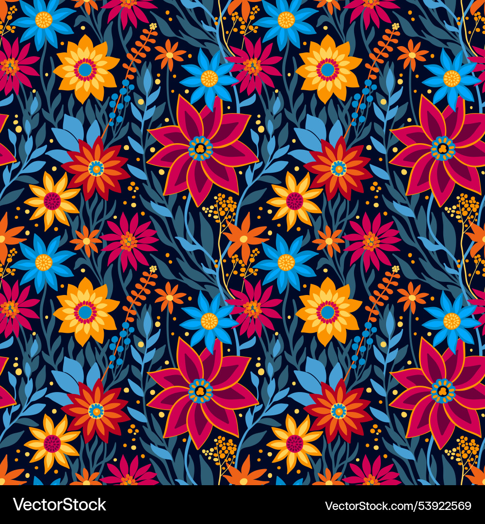 Seamless random pattern of flower field Seamless random pattern of flower field vector image