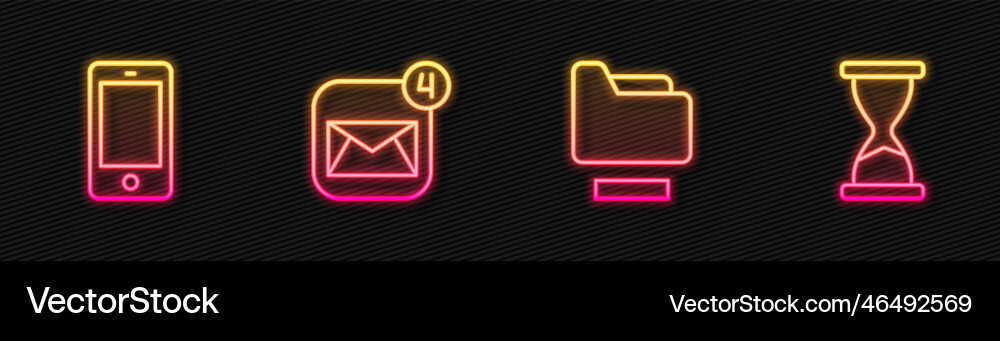 Set line document folder mobile phone envelope Set line document folder mobile phone envelope vector image