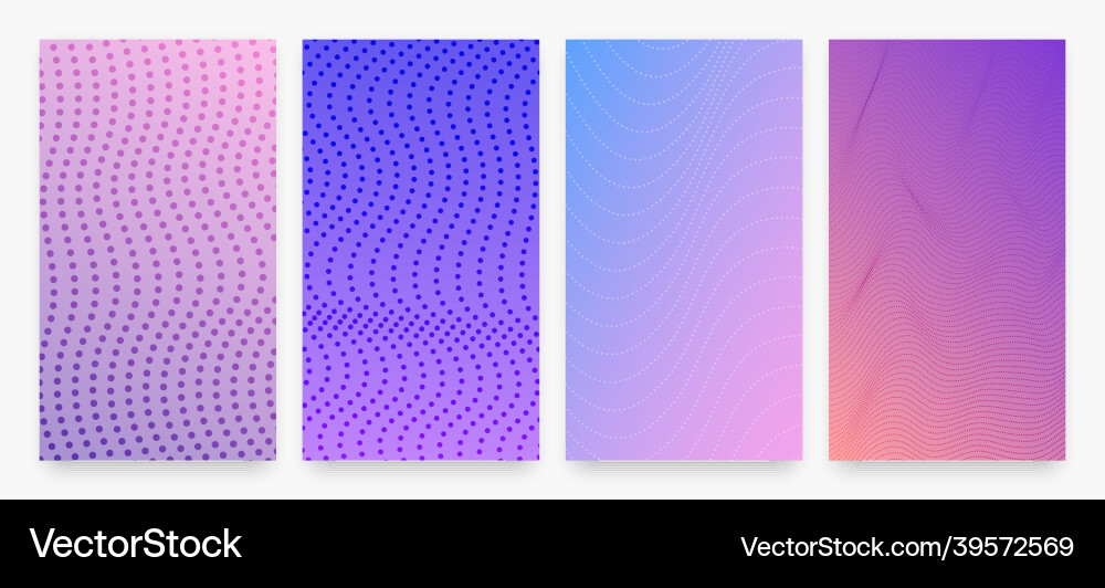 Set of halftone gradient backgrounds with dots vector image