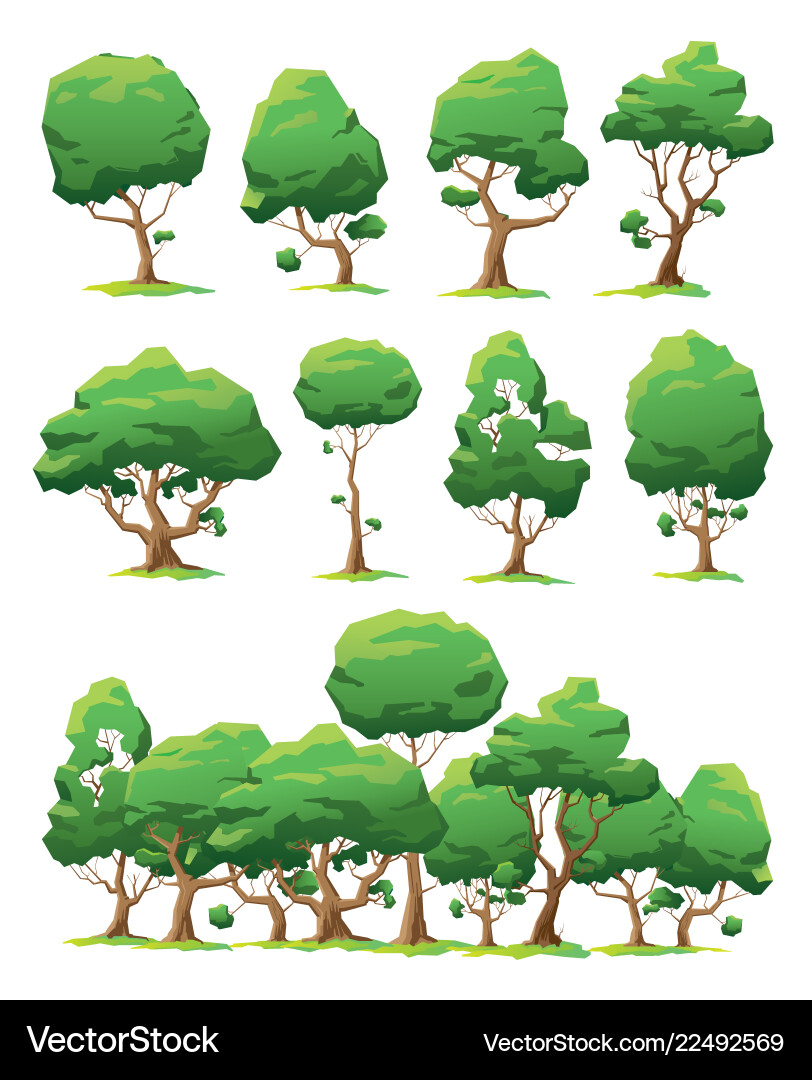 Set of trees various forms Set of trees various forms vector image
