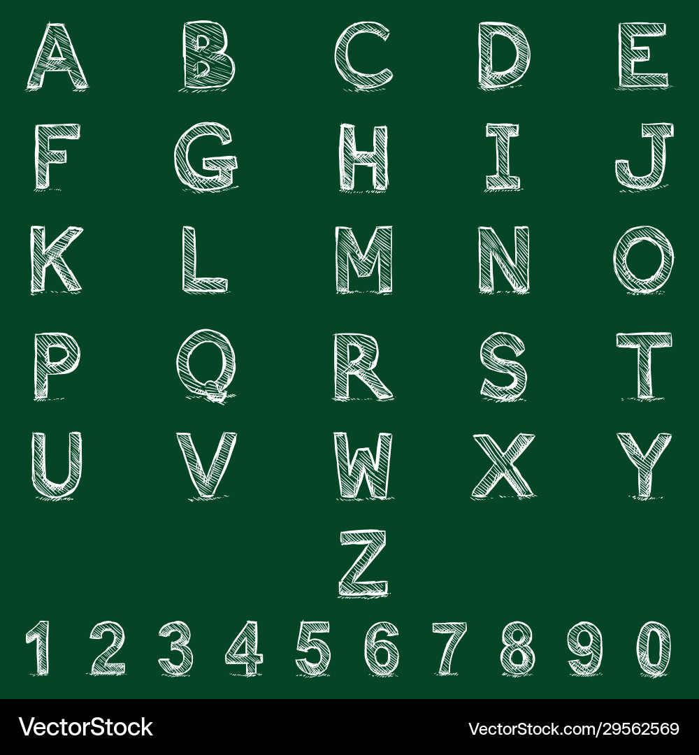 Sketch Alphabet mit Zahlen Sketch Alphabet mit Zahlen vektorbild