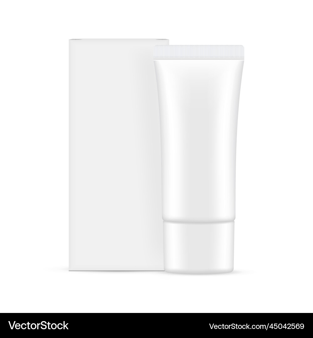 Small plastic cosmetic tube with cardboard box Small plastic cosmetic tube with cardboard box vector image