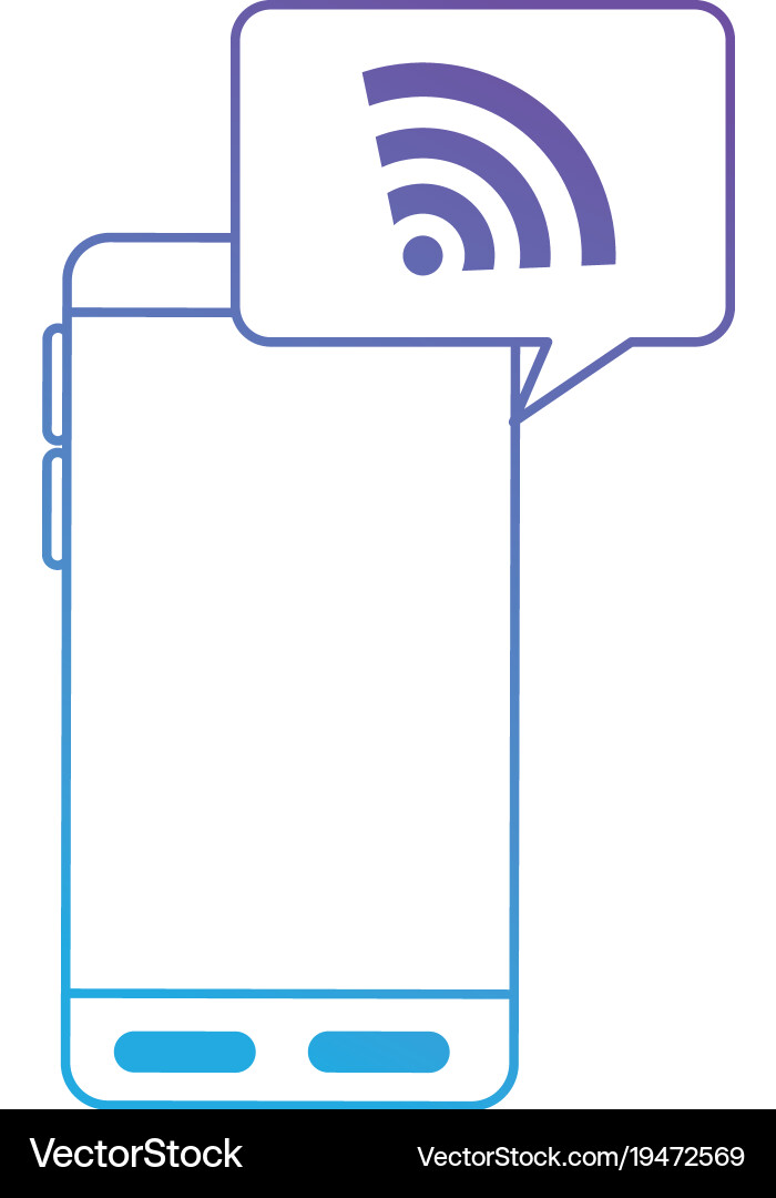 Smartphone device with wifi signal vector image