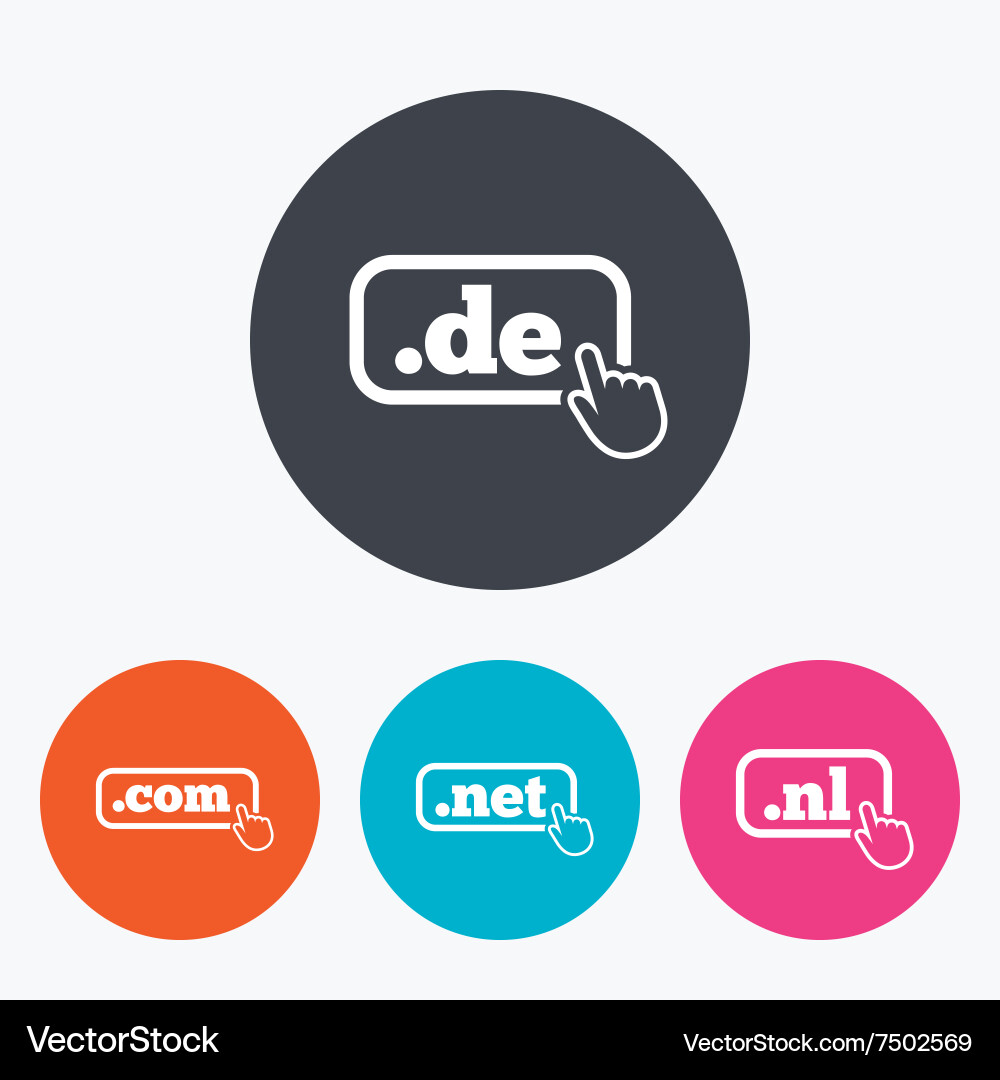 Top-level domains signs de com net and nl Vector Image