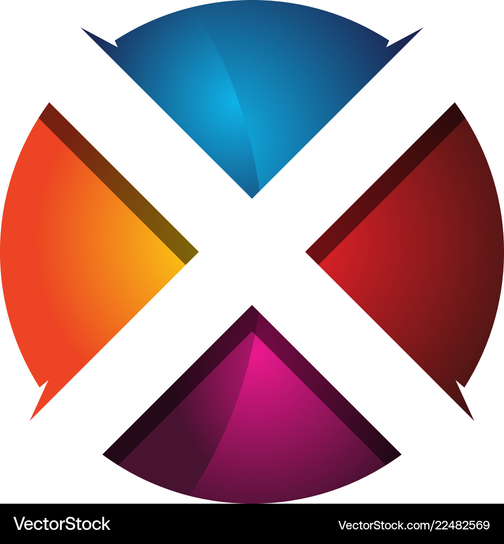 X 3d colorful circle letter logo icon design – Royalty-Free Vector |  VectorStock, image size:1000x1080