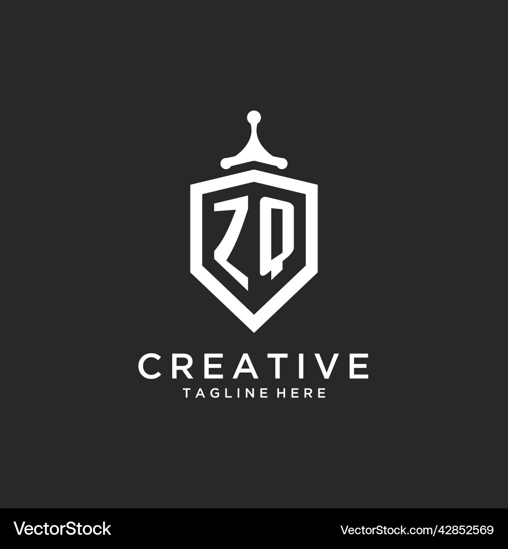 Zq monogram logo initial with shield guard shape Vector Image