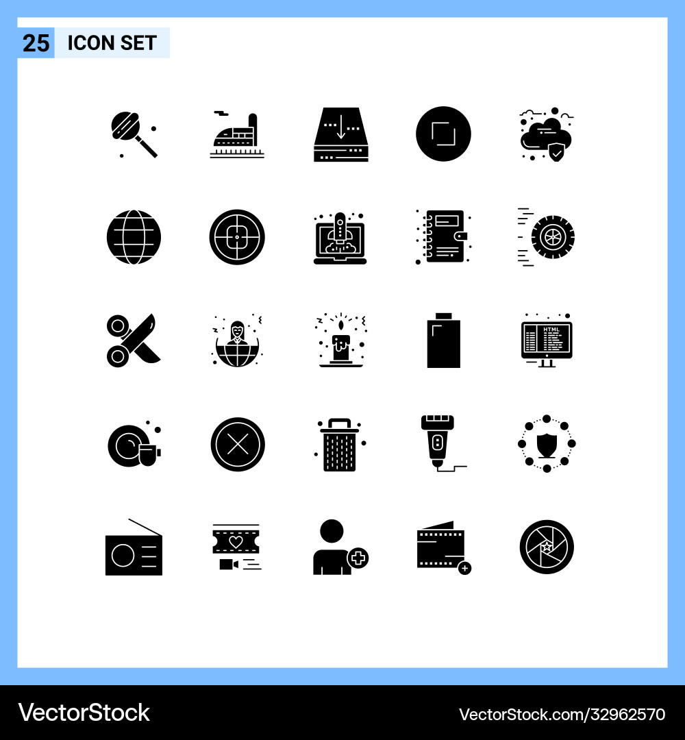 25 universal solid glyphs set for web and mobile Vector Image