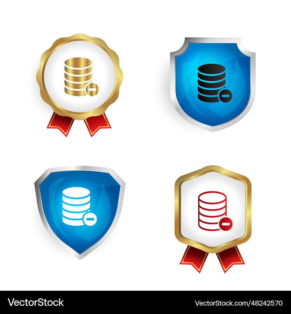 Abstract database remove badge and label Abstract database remove badge and label vector image