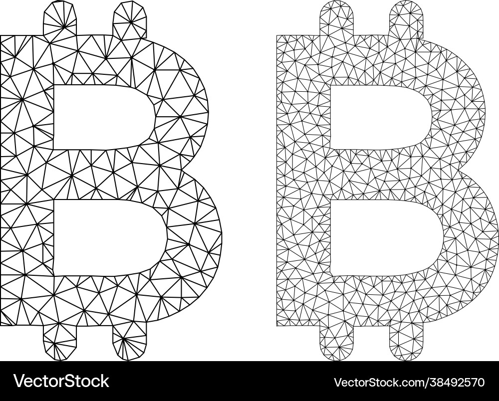 Bitcoin icons - triangular mesh Bitcoin icons - triangular mesh Vector Image