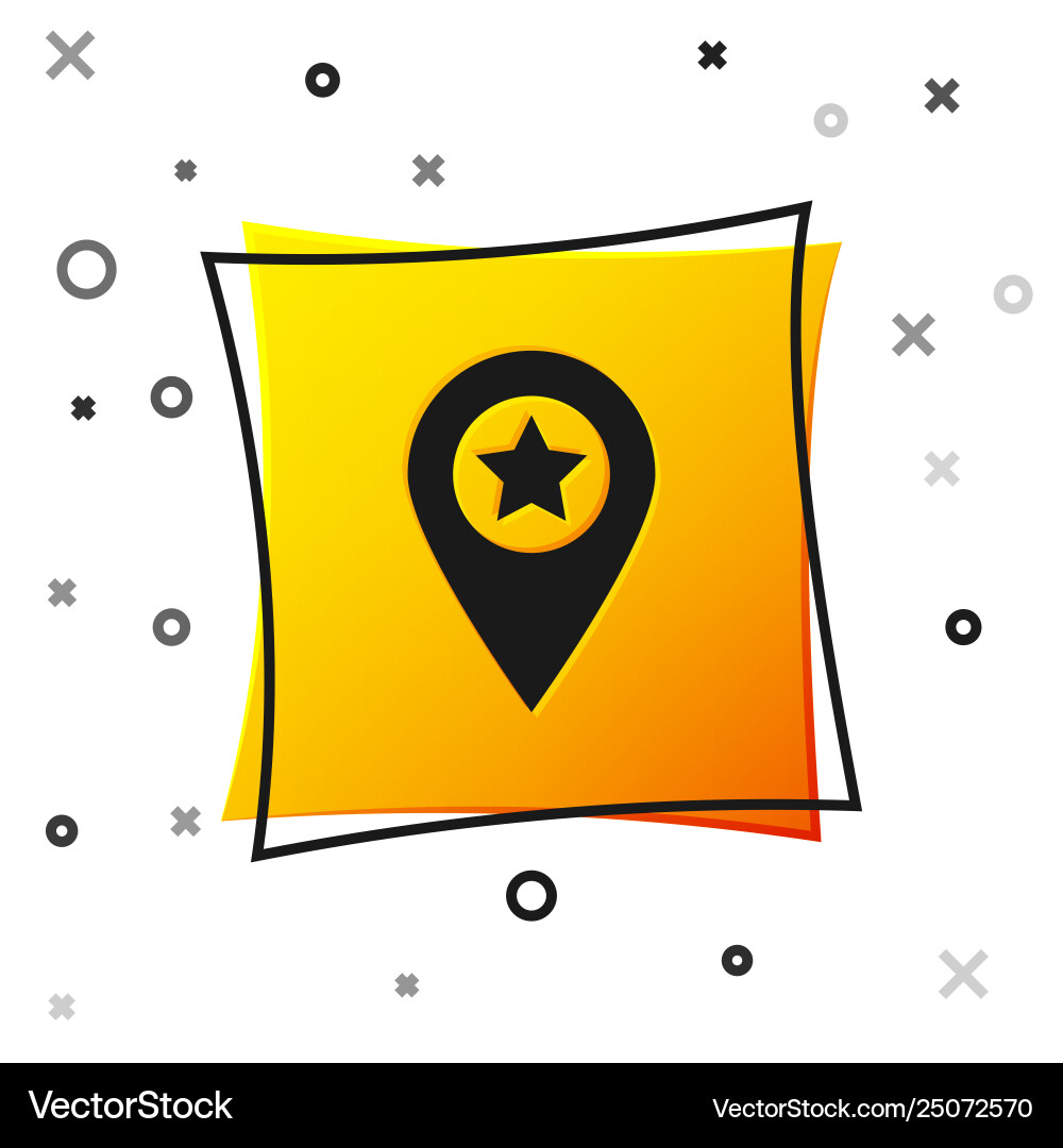 Black map pointer with star icon isolated on white vector image