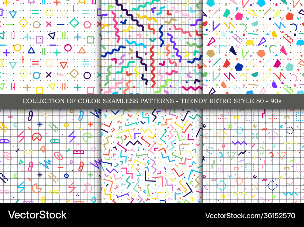 Collection seamless colorful patterns Vector Image