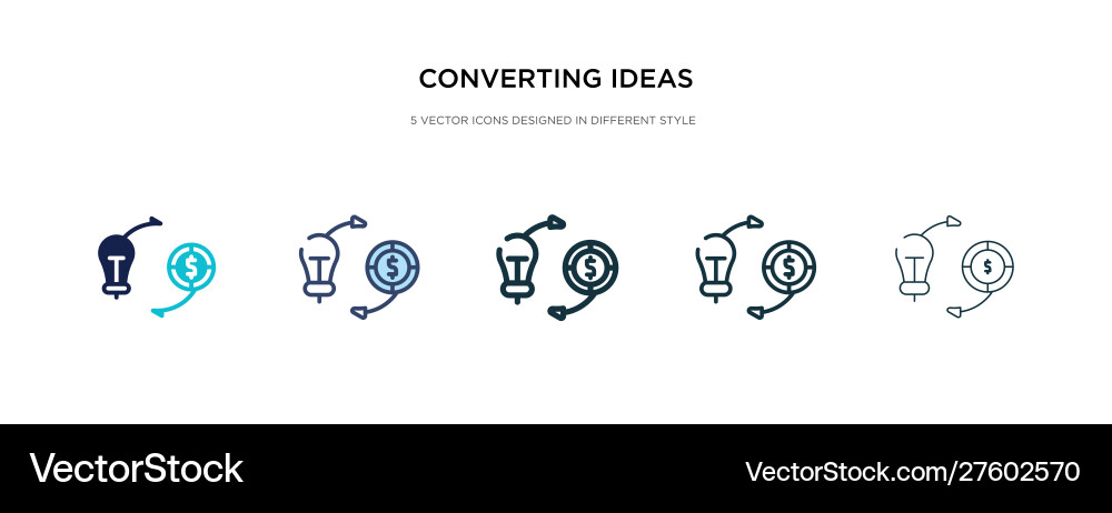 Converting ideas in money icon different style Converting ideas in money icon different style vector image