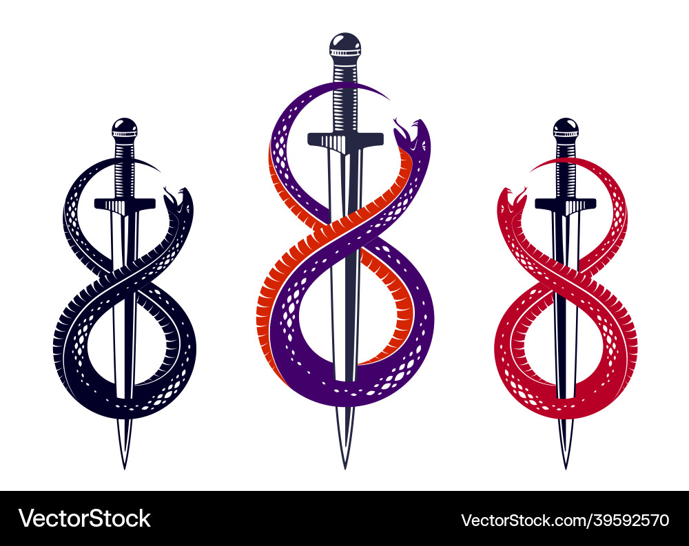Dagger kills a snake defeated serpent wraps Dagger kills a snake defeated serpent wraps vector image