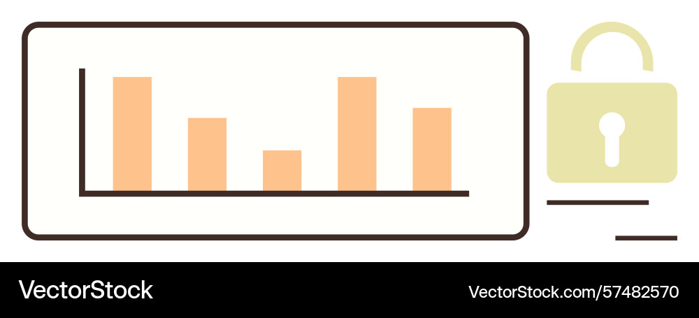Data security represented by bar chart and lock Data security represented by bar chart and lock vector image