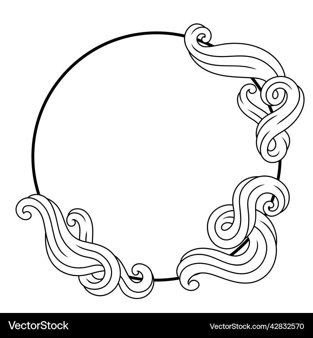Frame with wave line curls monochrome stripes Frame with wave line curls monochrome stripes vector image