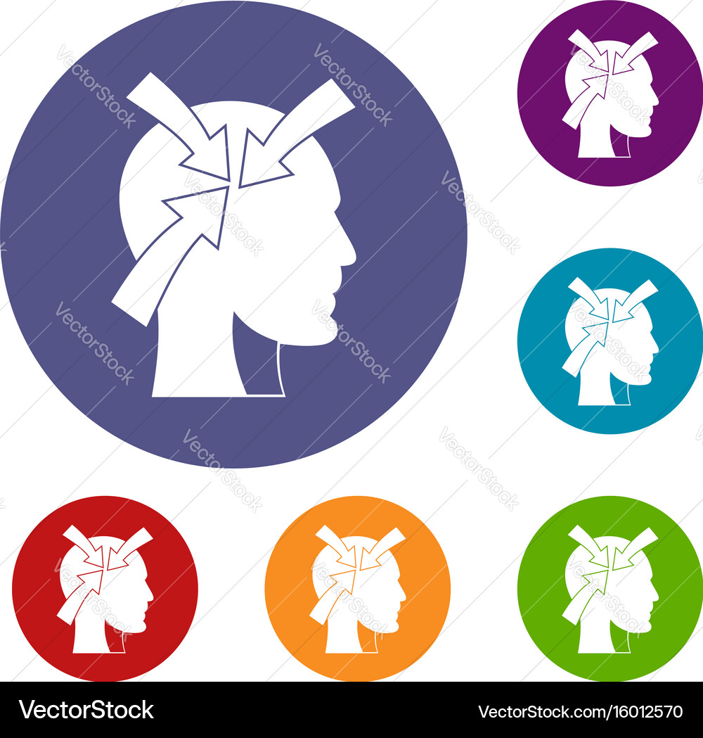 Head with arrows icons set vector image