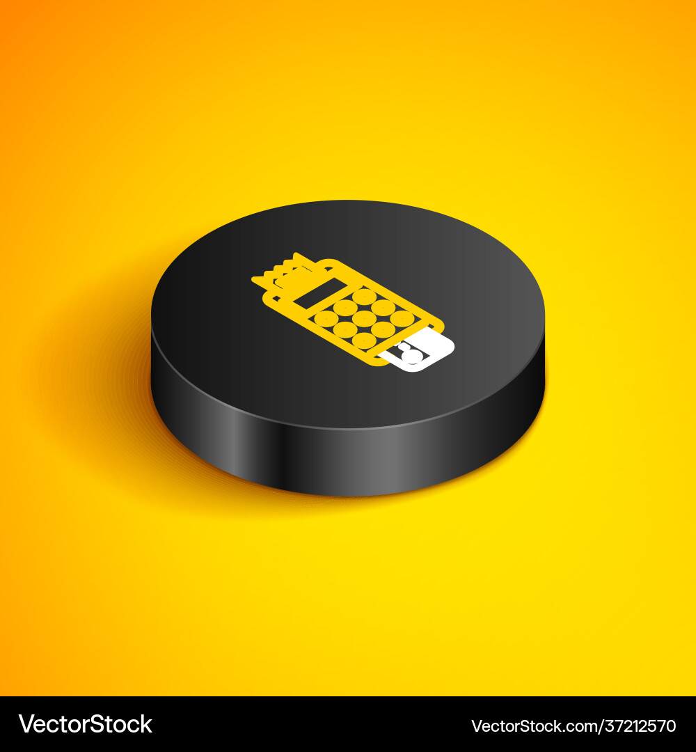 Isometric line pos terminal with inserted credit Isometric line pos terminal with inserted credit Vector Image