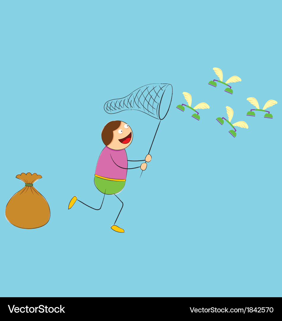 Man with net Vector Image