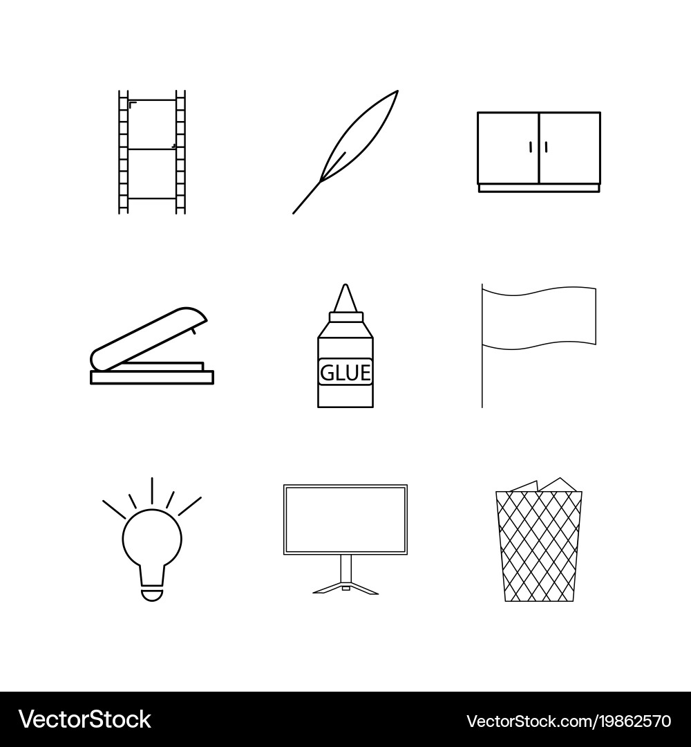 Office linear icon set simple outline icons Vector Image