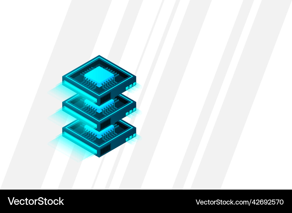 Quantum computer large data processing server Quantum computer large data processing server vector image