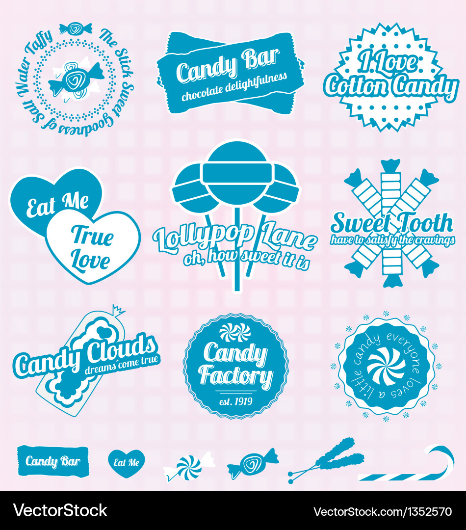 Retro Candy Shop Icons & Labels vector image