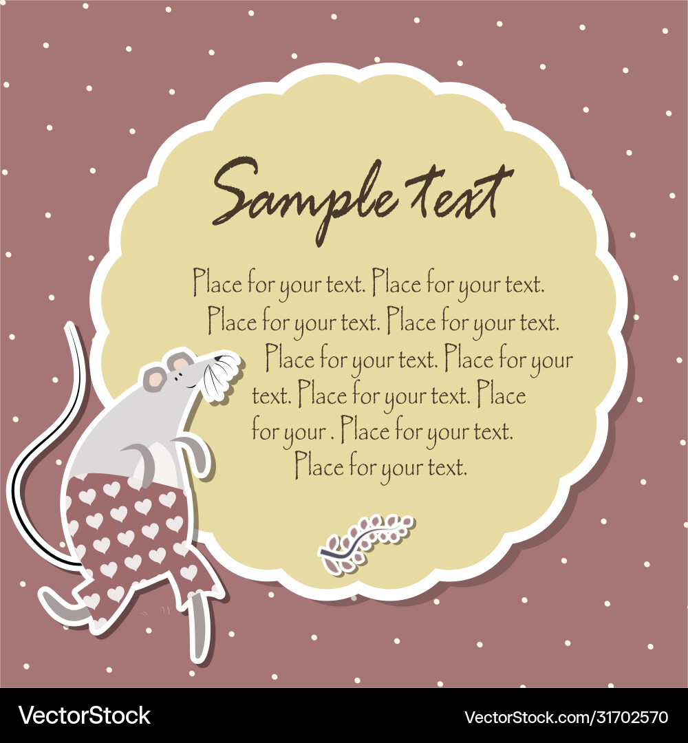 Retro template frame with grey mouse Vector Image